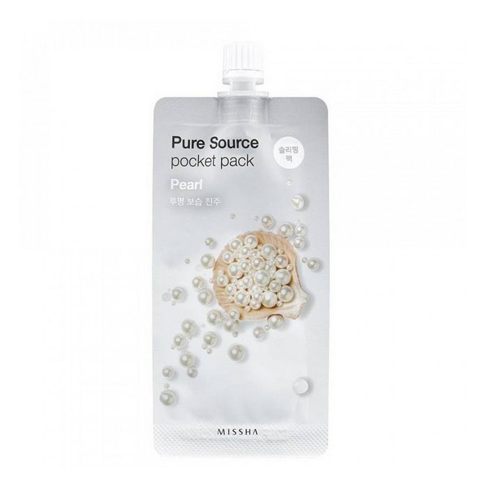 MISSHA Pure Source Pocket Pack Pearl - Ночная несмываемая маска для лица с экстрактом жемчуга, 10 мл.