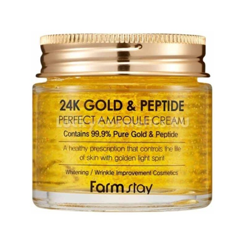FarmStay 24K Gold & Peptide Perfect Ampoule Cream - Крем ампульный с золотом и пептидами, 80 мл.
