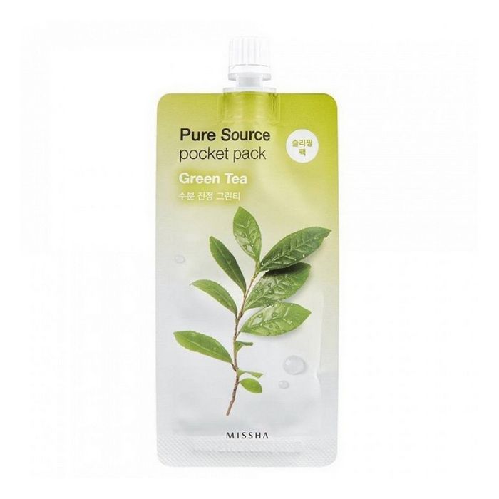 MISSHA Pure Source Pocket Pack Green Tea - Ночная увлажняющая маска с зелёным чаем, 10 мл.