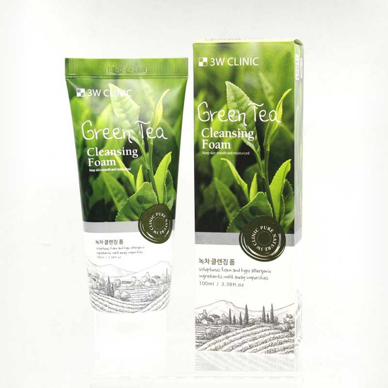 3W CLINIC Green Tea Foam Cleansing - Пенка для умывания ЗЕЛЕНЫЙ ЧАЙ/НАТУРАЛЬНАЯ, 100 мл.