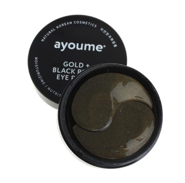 Ayoume Gold + Black Pearl Eye Patch - Патчи для глаз с золотом и черным жемчугом, 60 шт.