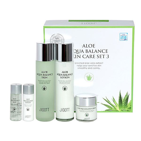 JIGOTT Aloe Aqua Balance Skin Care set3 - Набор увлажняющий для ухода за кожей лица с алое