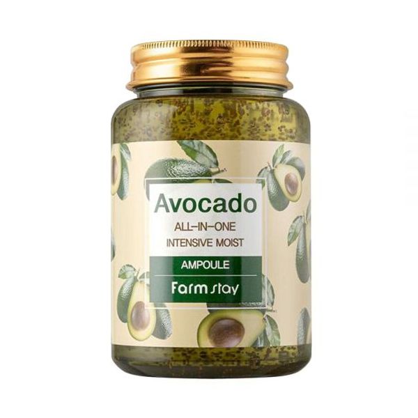 FarmStay Avocado All-In-One Intensive Moist Ampoule - Многофункциональная ампульная сыворотка с экстрактом авокадо, 250 мл.