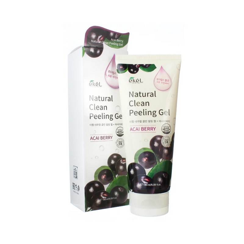 EKEL Natural Clean Peeling Gel Asai Berry - Пилинг-гель для лица с экстрактом ягоды асаи, 180 мл.