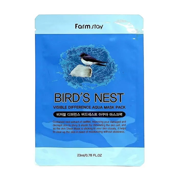 FarmStay Visible Difference Mask Sheet Birds Nest – Тканевая маска для лица с экстрактом ласточкиного гнезда, 23 мл.