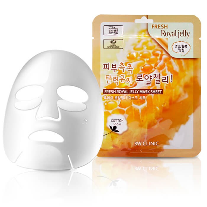 3W CLINIC Fresh Royal Jelly Mask - Тканевая маска для лица МАТОЧНОЕ МОЛОЧКО, 23 мл.