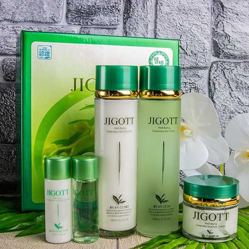 JIGOTT Well-Being Green Tea Skin 3set - Набор для ухода за лицом с экстрактом зеленого чая