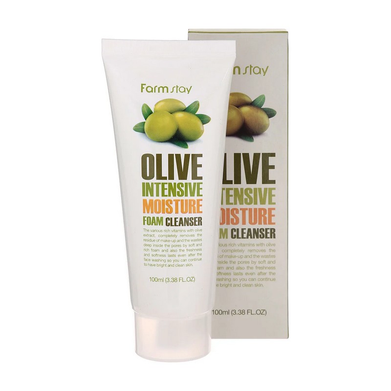 FarmStay Olive Intensive Moisture Foam Cleanser – Пенка очищающая с экстрактом оливы увлажняющая, 100 мл.