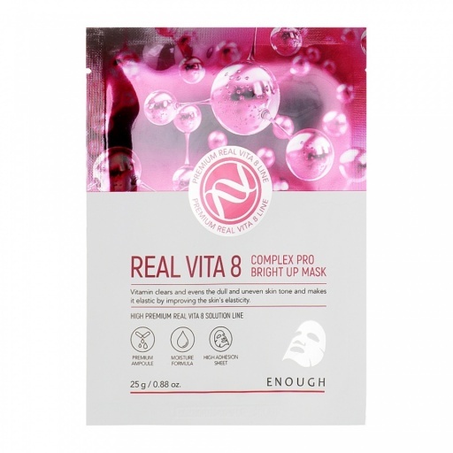 ENOUGH Real Vita 8 Complex Pro Bright Up Mask - Тканевая маска с комплексом витаминов, 25 гр.