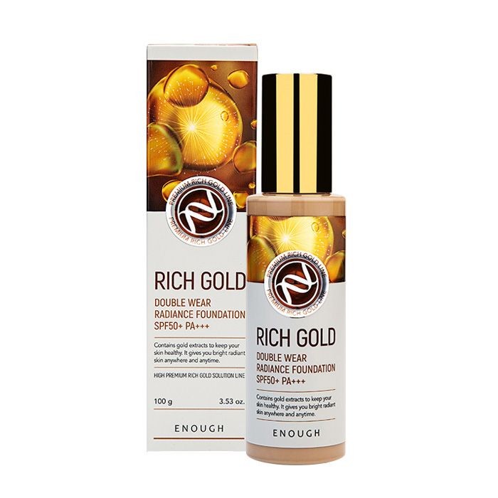 ENOUGH Premium Rich Gold Double Wear Radiance Foundation SPF50+ Pa+++ - Тональная основа с золотом для сияния кожи #23, 100 мл.