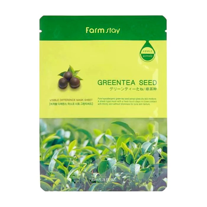 FarmStay Visible Difference Mask Sheet Green Tea Seed – Тканевая маска для лица с экстрактом семян зеленого чая, 23 мл.