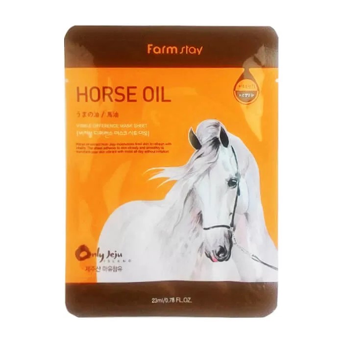 FarmStay Visible Difference Mask Sheet Horse Oil - Тканевая маска с лошадиным маслом для сухой кожи, 23 мл.