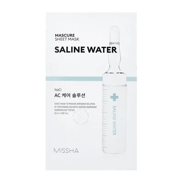 MISSHA Mascure AC Care Solution Sheet Mask NACL - Освежающая тканевая маска с минерализированной водой для чувствительной кожи лица, 28 гр.