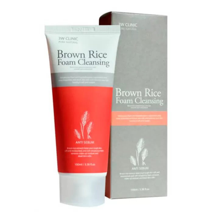 3W CLINIC Brown Rice Cleansing Foam - Пенка для умывания с экстрактом коричневого риса, 100 мл.