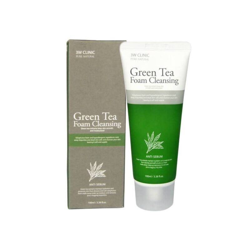 3W CLINIC Green Tea Cleansing Foam - Пенка для умывания с экстрактом зеленого чая, 100 мл.