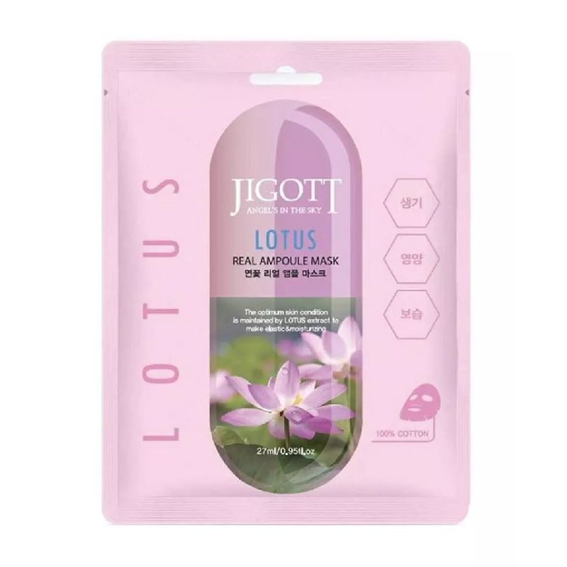 JIGOTT LOTUS Real Ampoule Mask - Тканевая маска для лица с экстрактом лотоса, 27 мл.